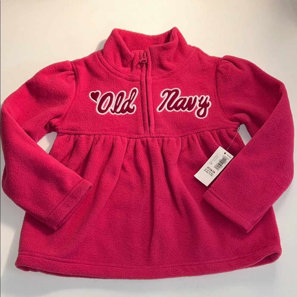 Old Navy Toddler Girl Pullover Pink Fleece Long Sleeve Top Size 2t NWT